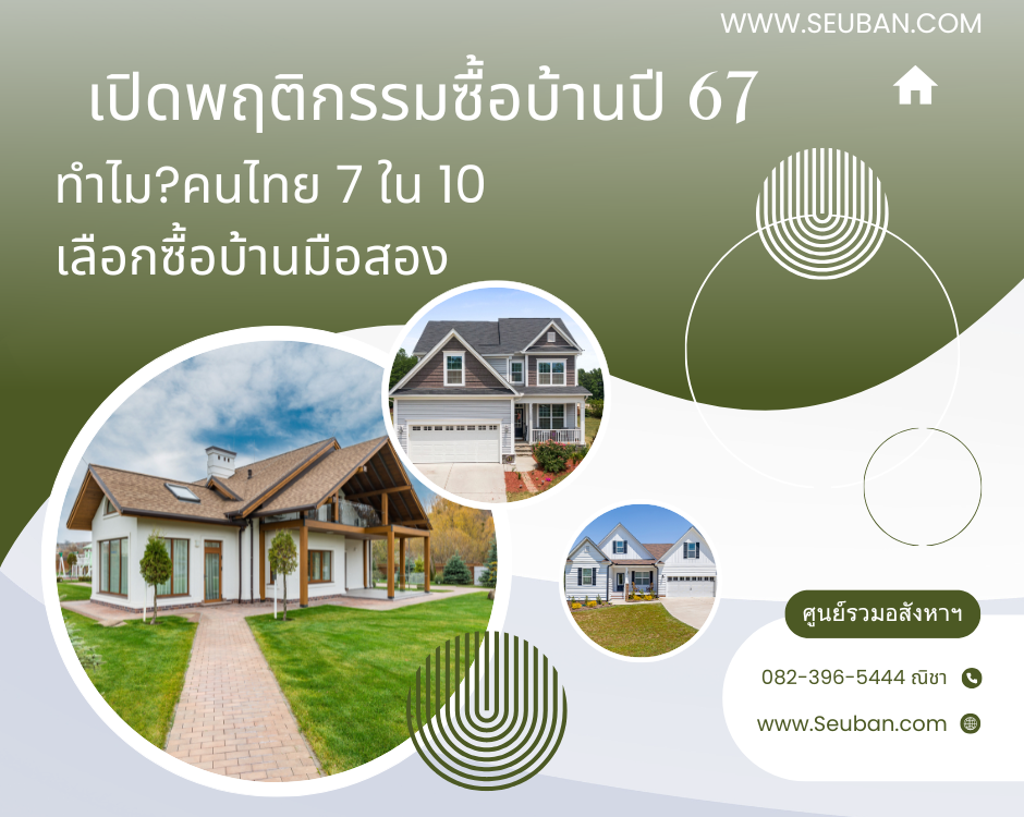 เปิดพฤติกรรมซื้อบ้านปี 67 ทำไม?คนไทย 7 ใน 10 เลือกซื้อบ้านมือสอง